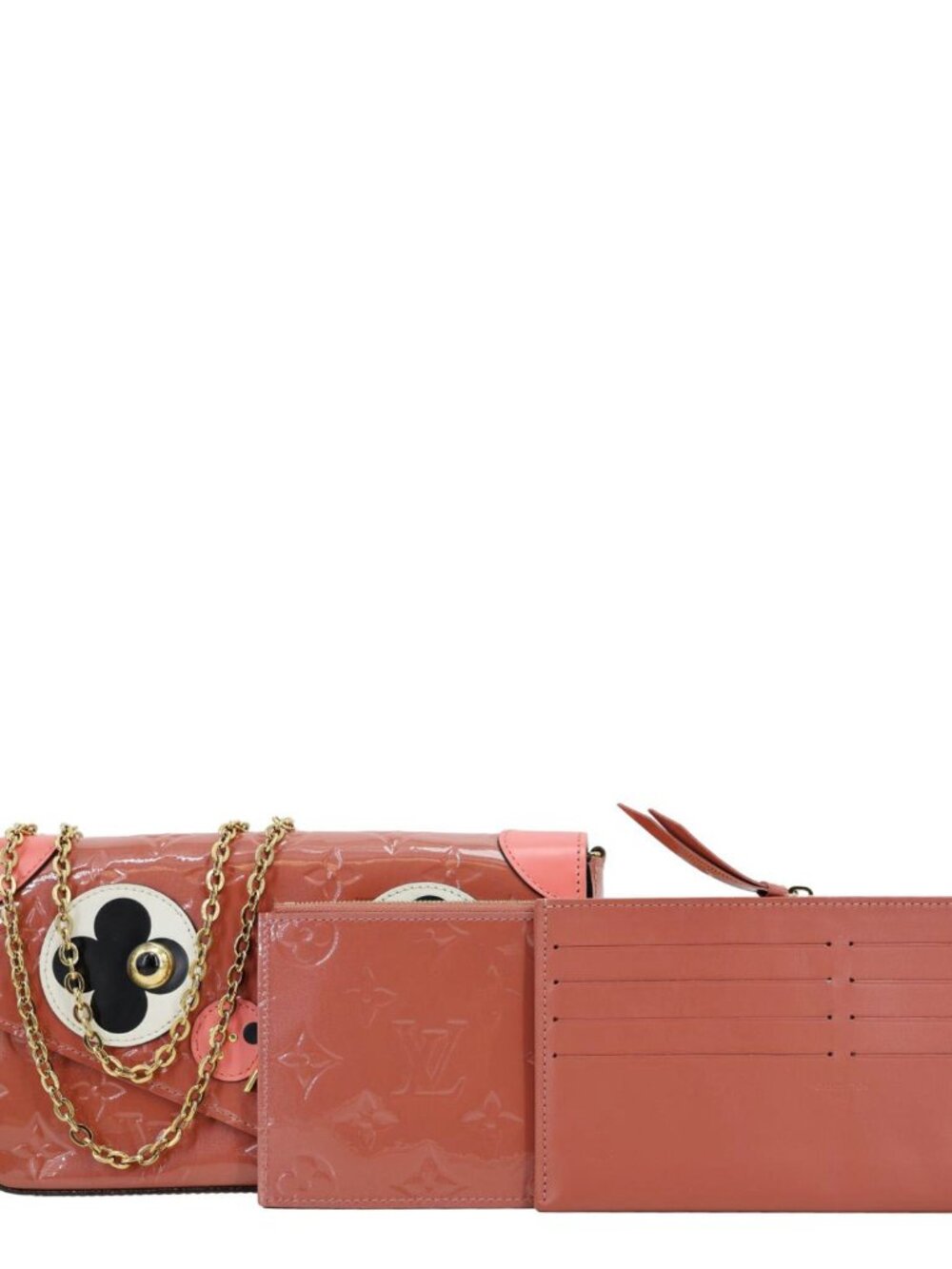 Louis Vuitton  Valentine Dog Felicie Pochette Monogram Vernis Crossbody Bag Pink
